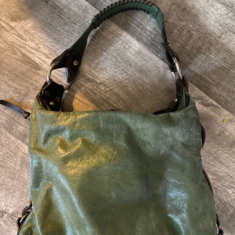Tano hobo green leather bag large